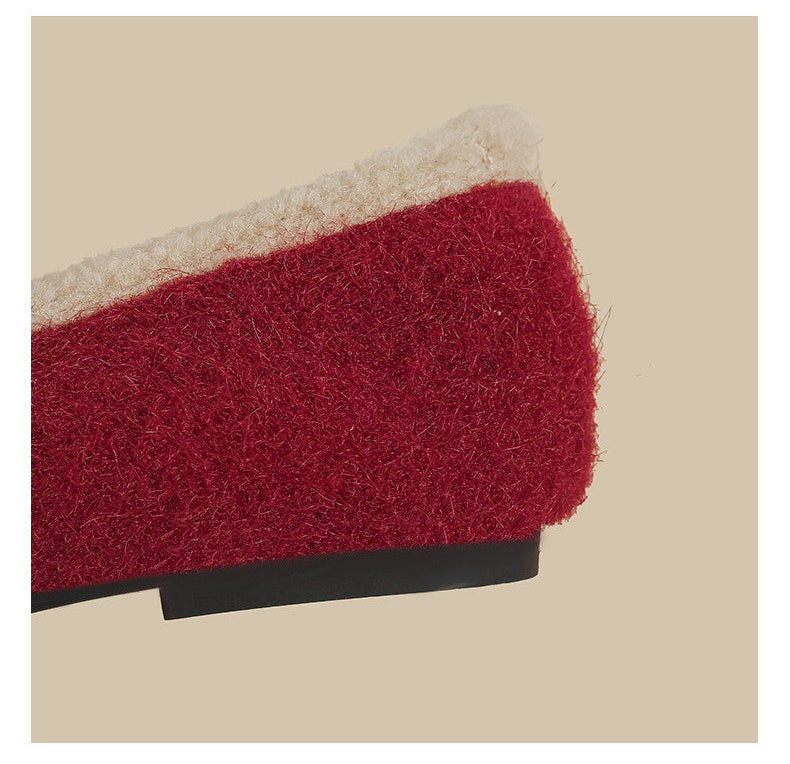 Faux-Fur Mary Jane Flats