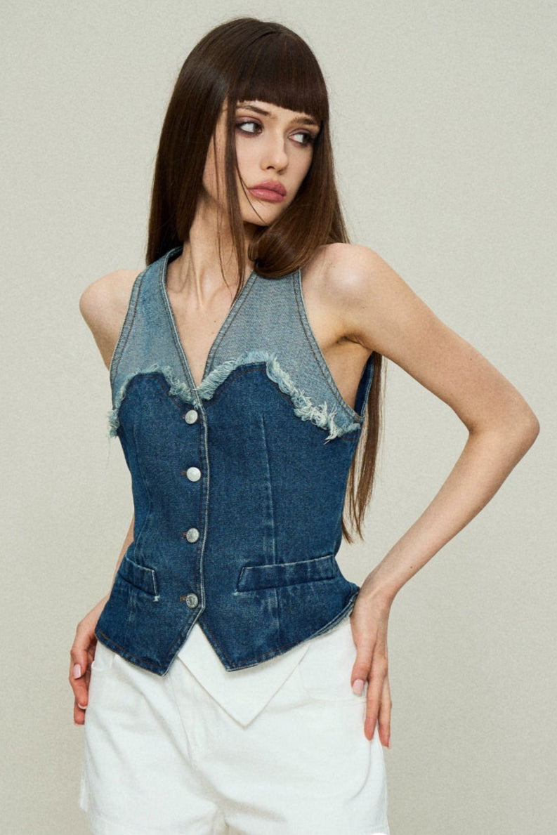 Denim Panel Vest