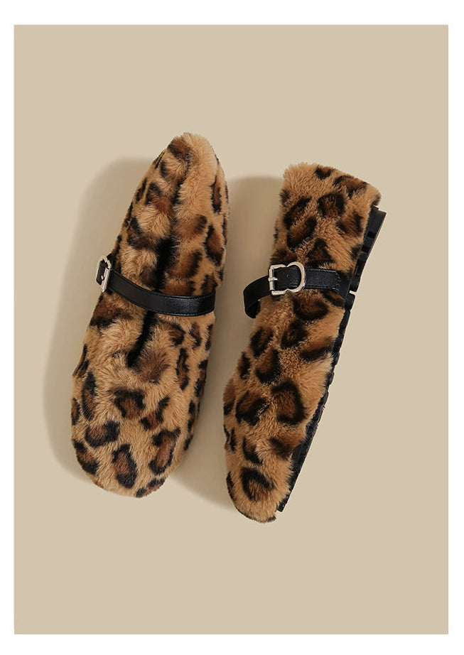 Plush Strap Winter Loafers