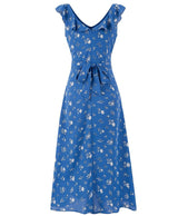 Azure Bloom Midi Dress