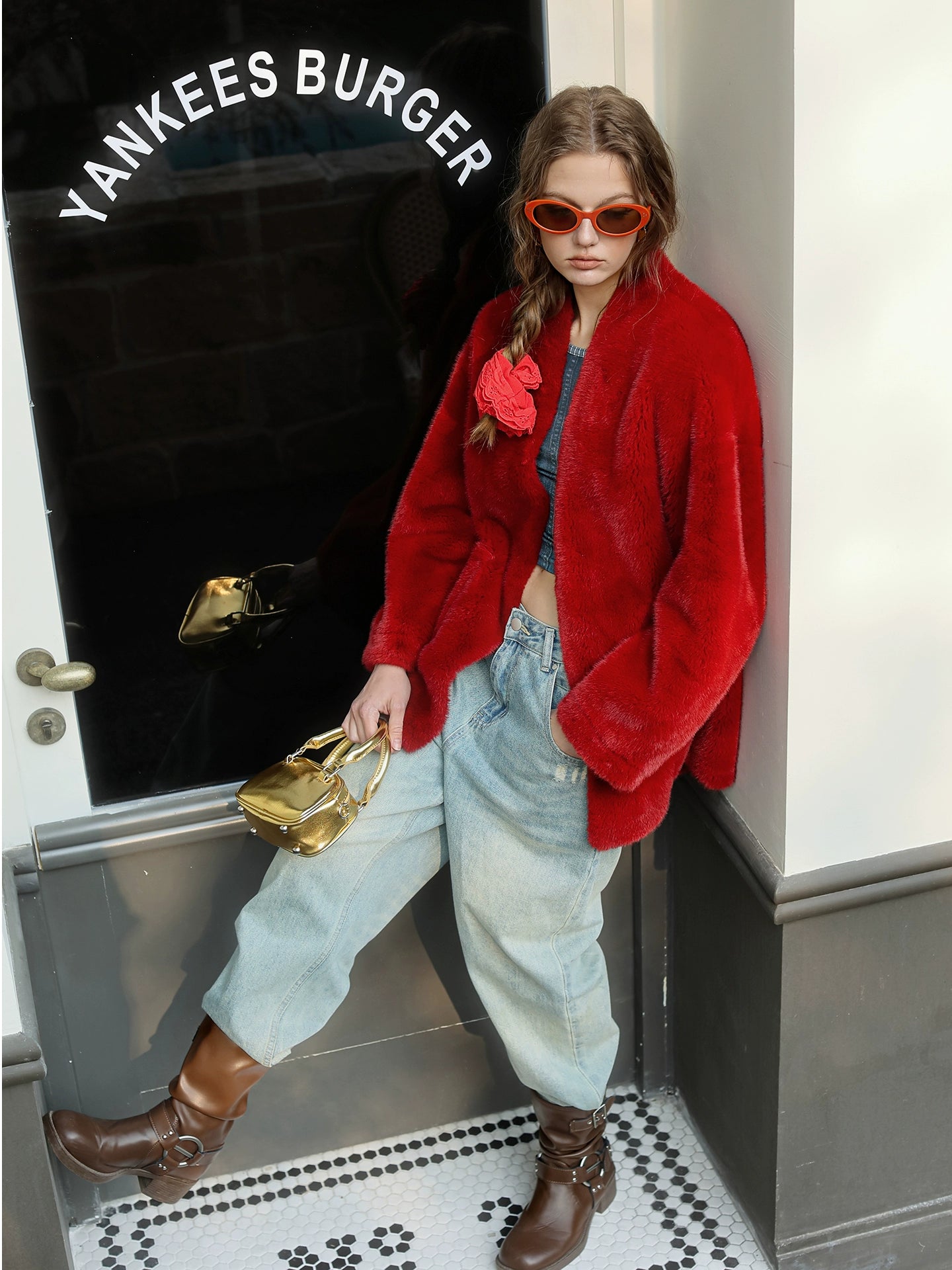 Short Red Fur Coat