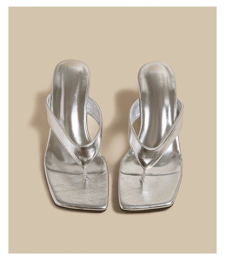 Wedge Flip Sandals (Silver)
