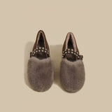 Fur Strap Mary Jane Flats