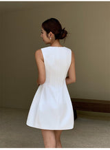 Structured Sleeveless Mini Dress - White