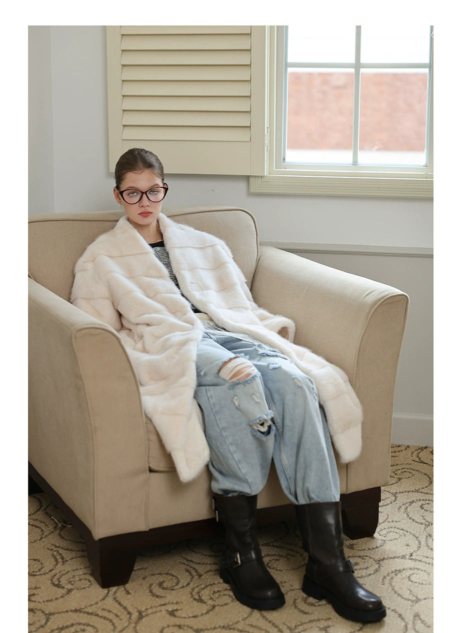 White Silky Fur Coat