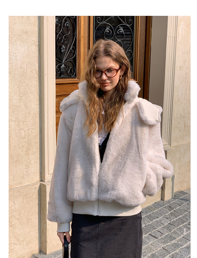 Hooded Cropped Fur Jacket