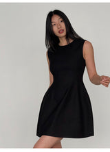 Structured Flare Mini Dress - Black