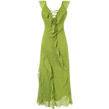 Lime Lace-Up Midi Dress