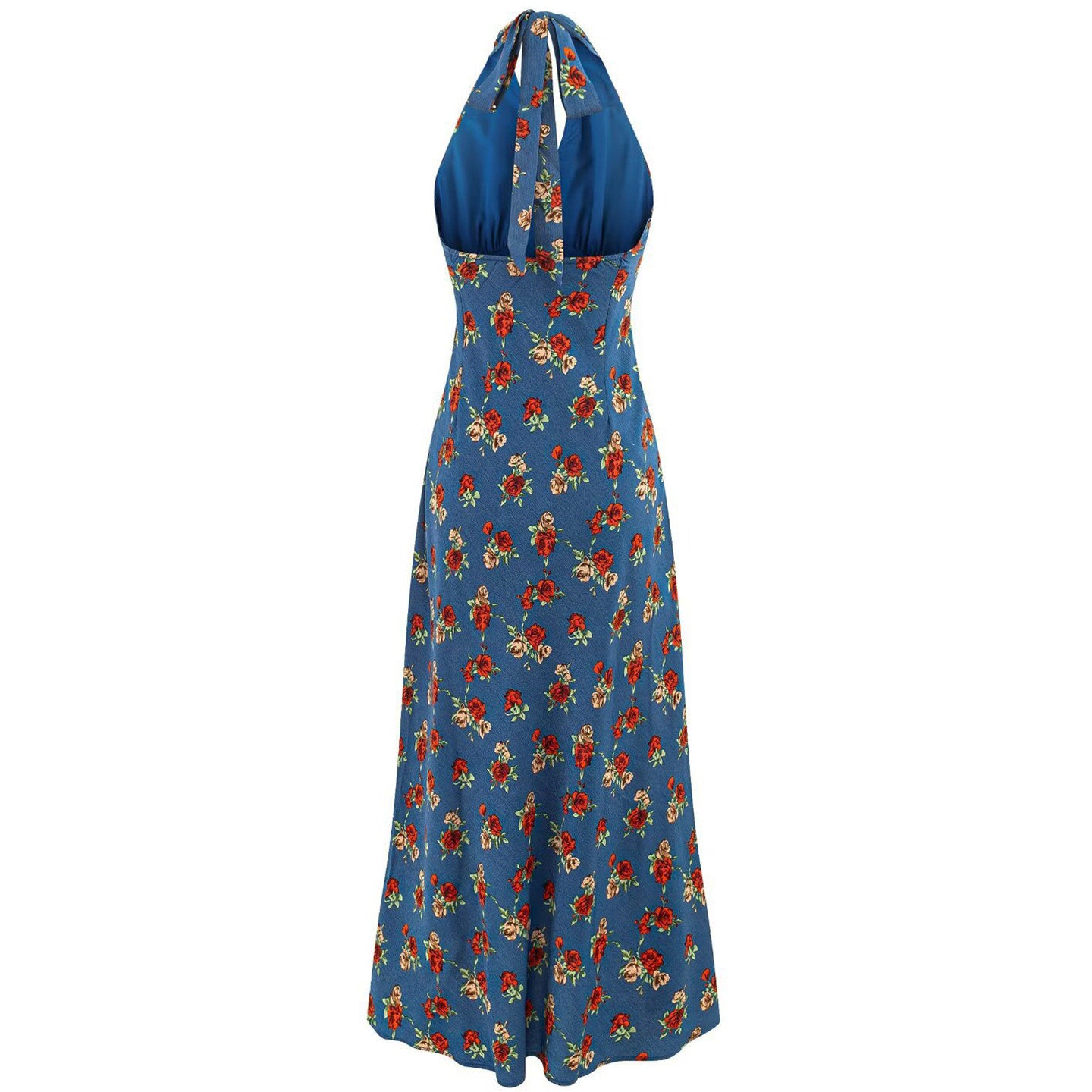 Azure Garden Halter Dress