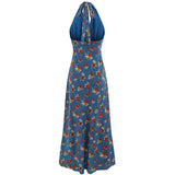 Azure Garden Halter Dress