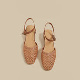 Woven Slingback Flats (Brown)