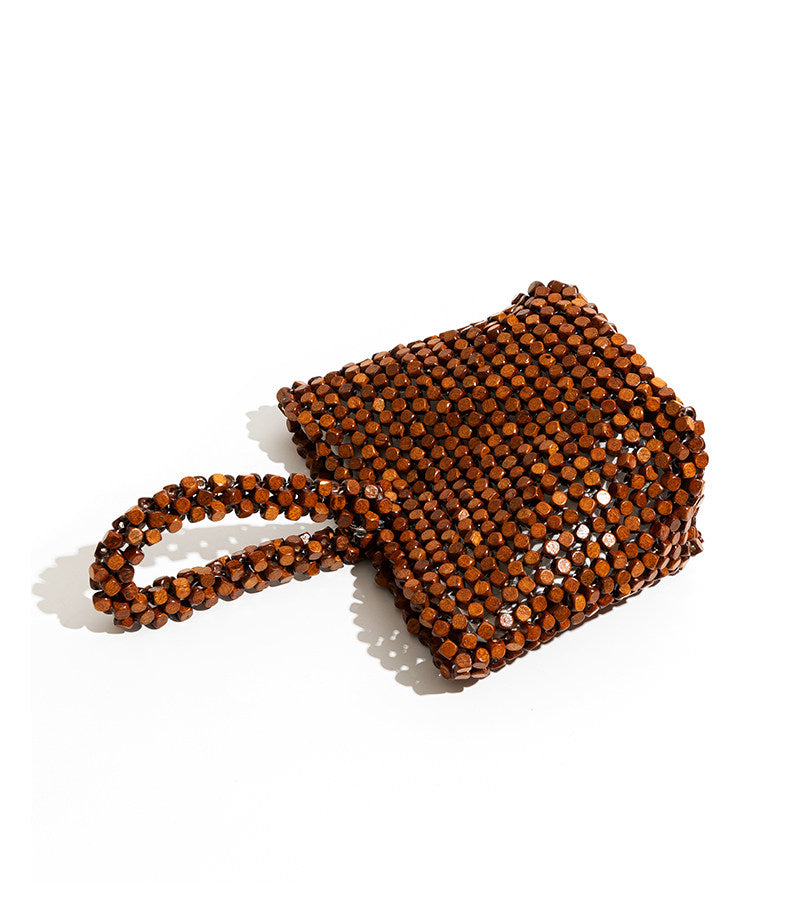 Woven Wooden Bead Bag