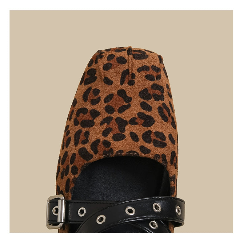 Leopard Strap Mary Jane Flats