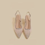 Crystal Mesh Pointed Slingback Heels