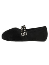 Fur Strap Mary Jane Flats