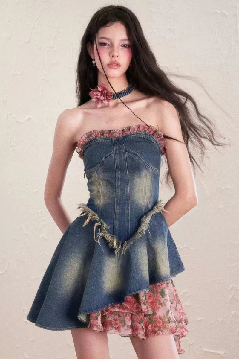 Floral Denim Dress