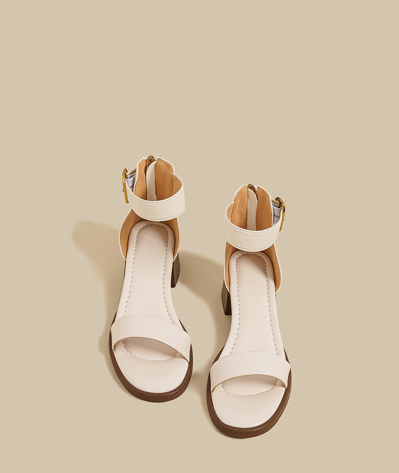 Minimal Ankle Strap Block Sandal
