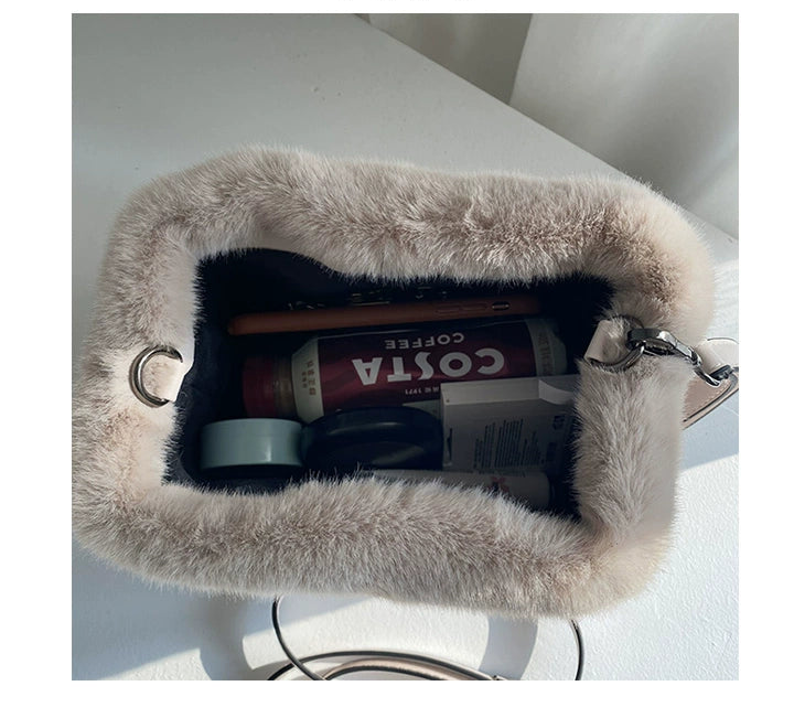 Faux Rabbit Fur Bucket Bag