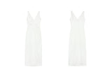 Smooth Ruched Slip Dress - White