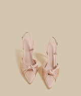 Bow Satin Slingback Heels
