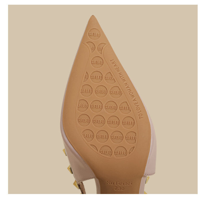 Studded Strap Slingback Heels