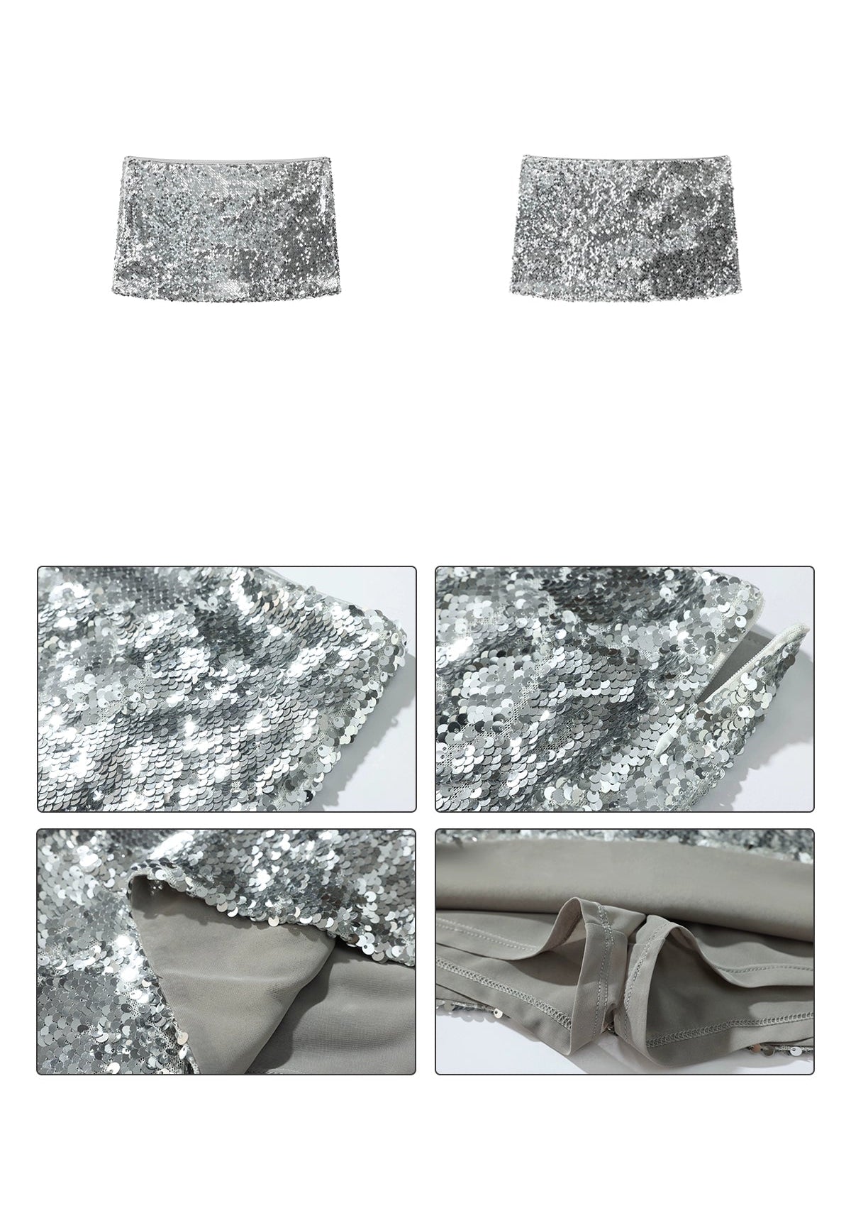 Silver Sequin Mini Skirt