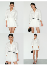 Pleated Shirt Mini Dress