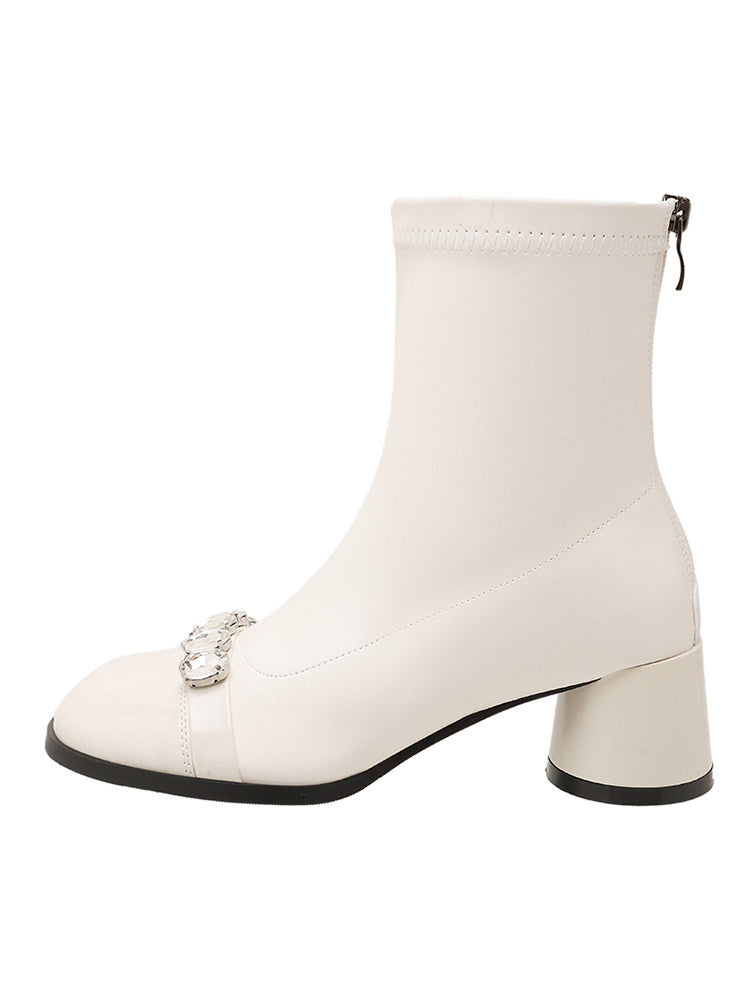 Rhinestone Strap Ankle Boots
