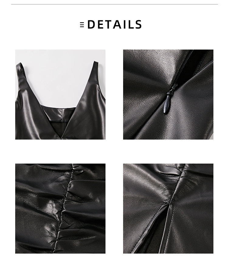 Ruched Leather Dress