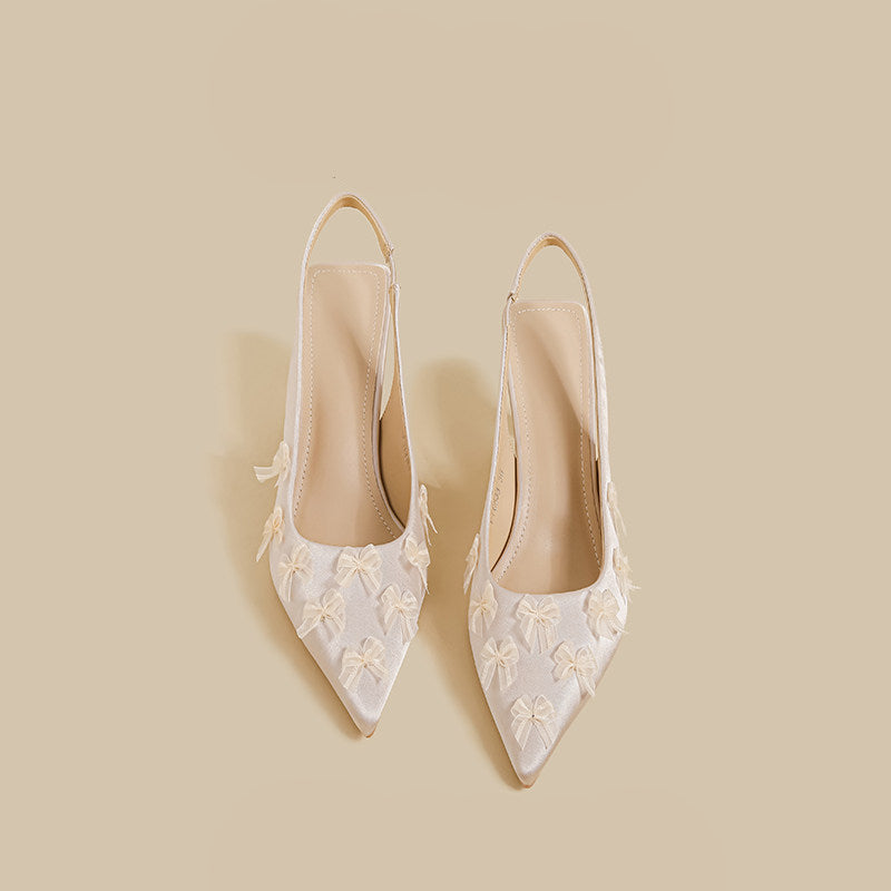 Floral Mesh Slingback Heels