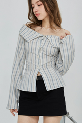 Off-Shoulder Stripe Shirt