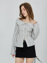 Off-Shoulder Stripe Shirt