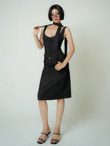 Black Tie Denim Dress