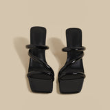 Wrap Strap Heel Sandals (Black)