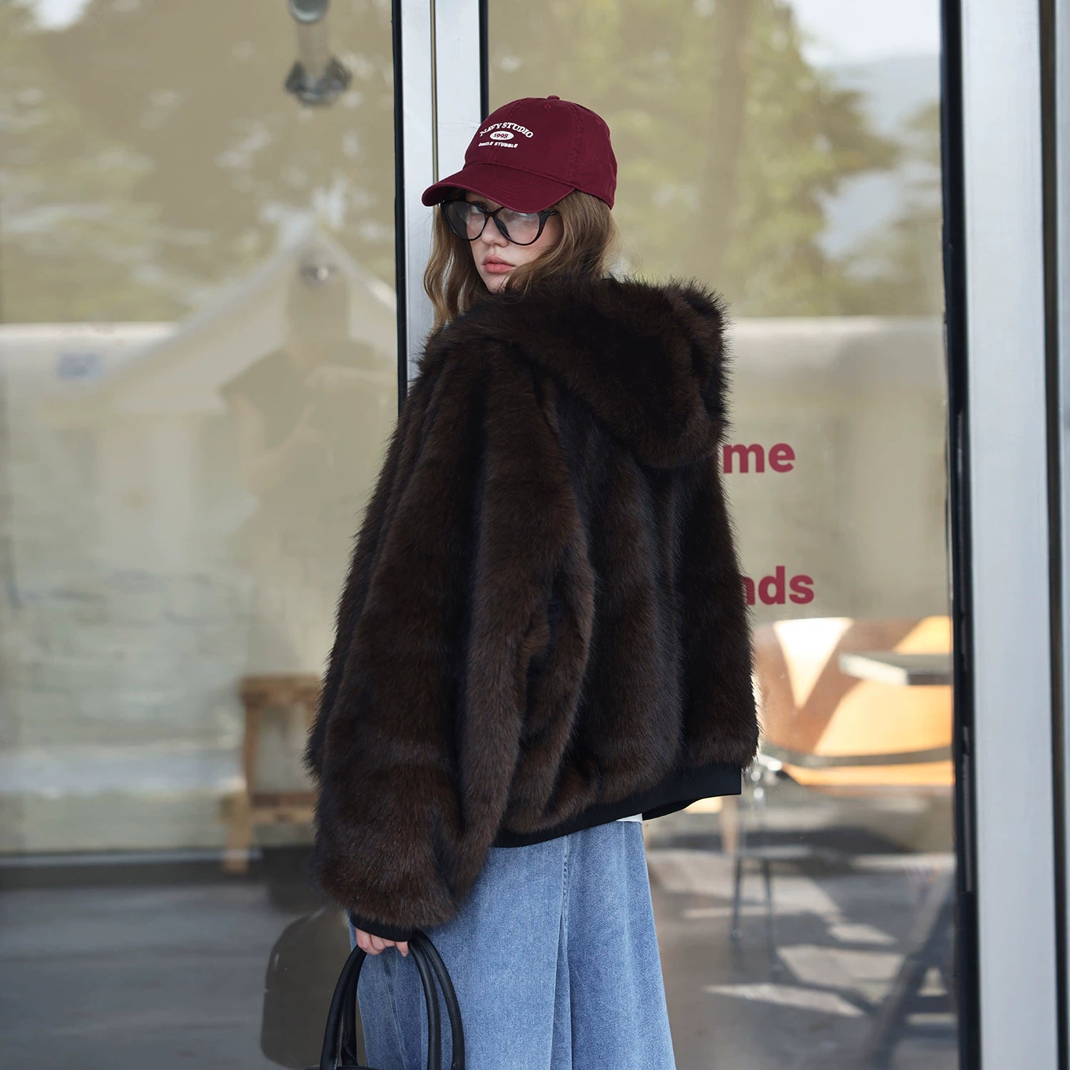 Reversible Fur Hooded - Dark Choco