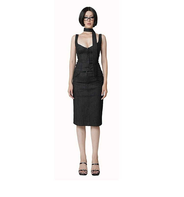 Black Tie Denim Dress