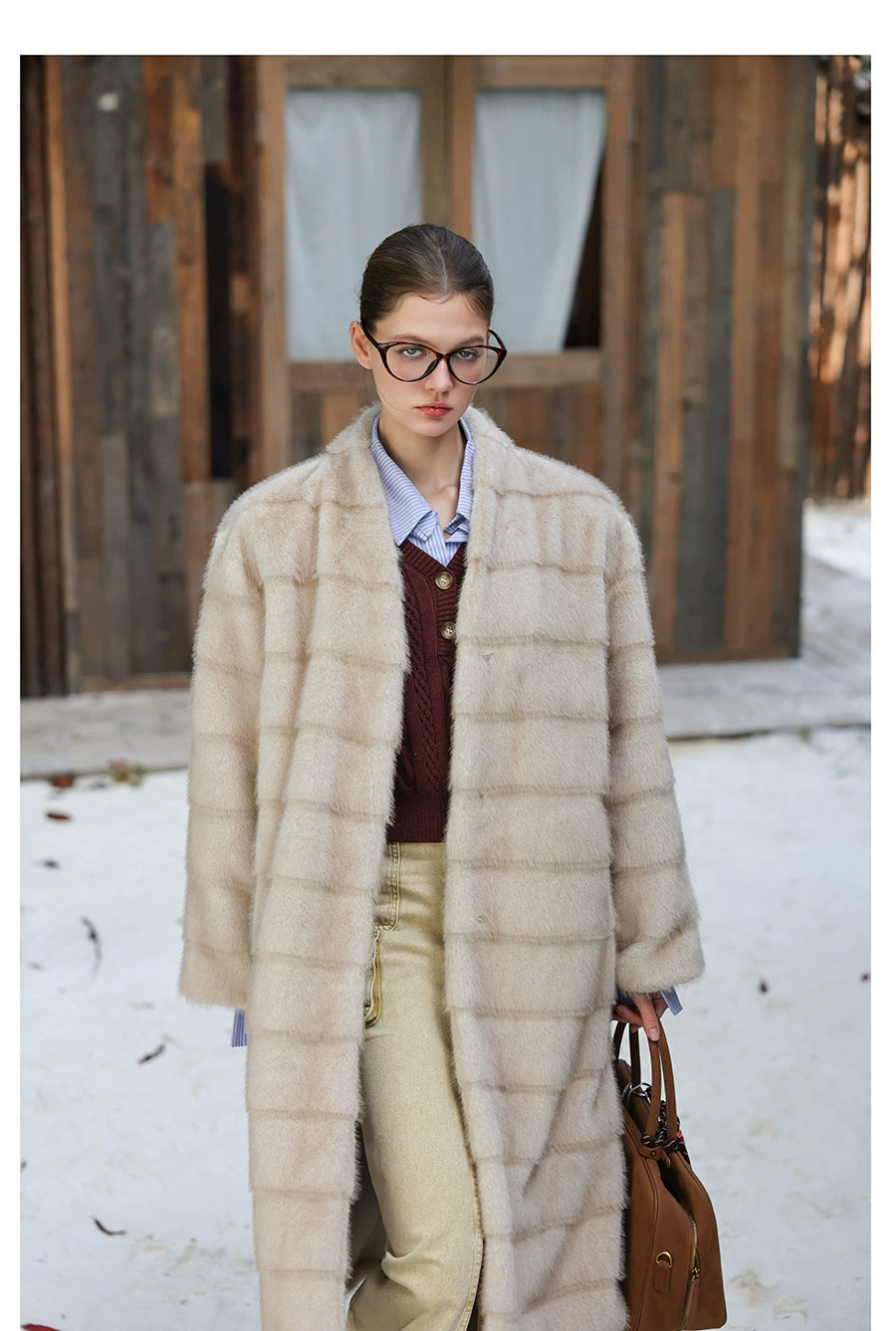 Light Gold Silky Fur Coat