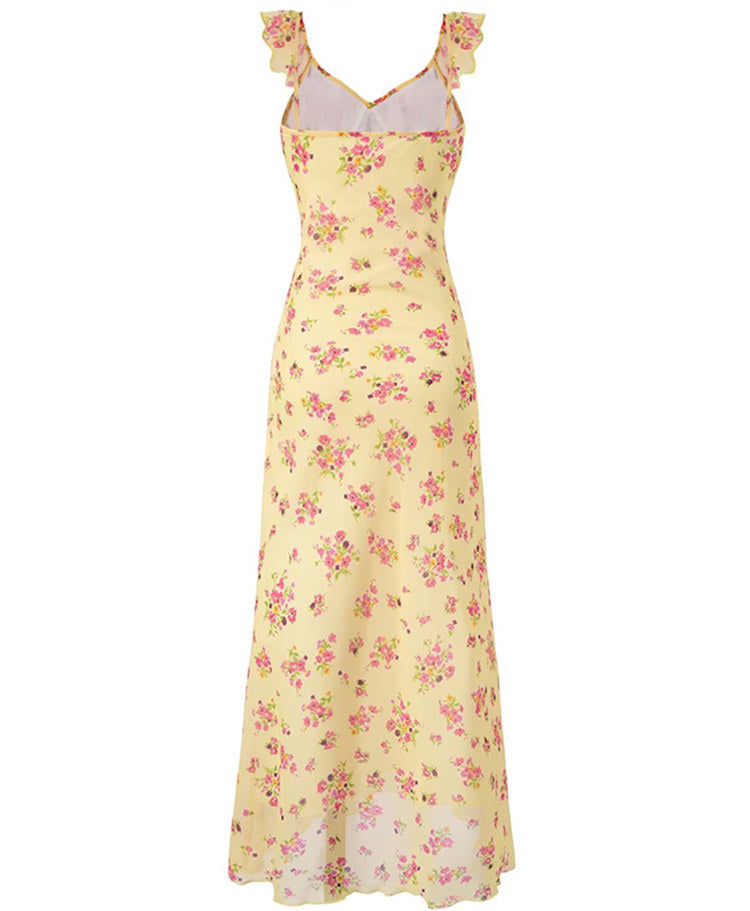 Butter Yellow Floral Dress