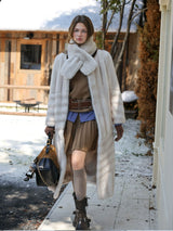 Snow Fur Coat with Scarf