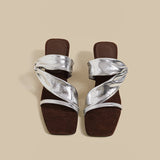 Twist Sculpted Heel Sandals (Silver)