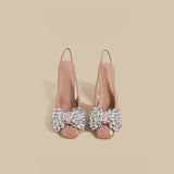 Crystal Bow Block-Heel Slingbacks