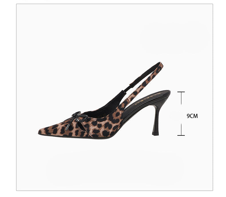 Leopard Bow Slingback Heels
