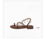 Pearl Crystal Flat Strap Sandals
