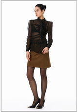 Ruched Sheer Blouse