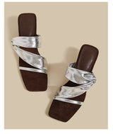 Twist Sculpted Heel Sandals (Silver)