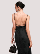 Mabel Black Jacquard Slip Dress