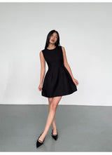 Structured Flare Mini Dress - Black