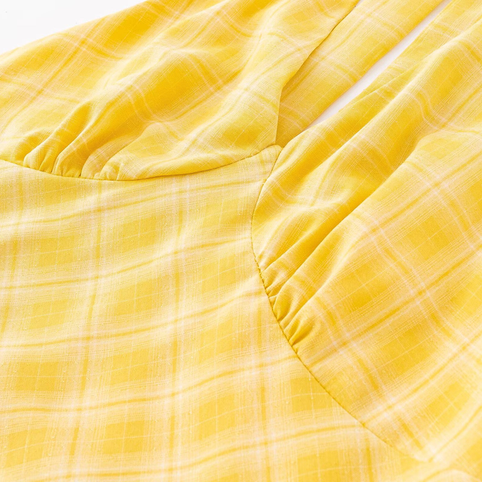 Lemon Check Halter Dress