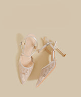 Lace Ankle-Strap Stiletto Heels