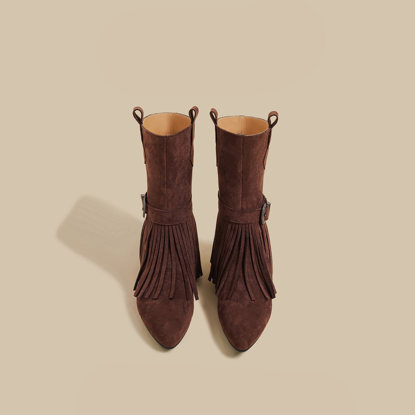 Fringe Suede Mid-Calf Boots